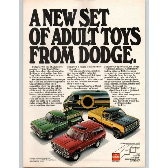 1978 New Set of Adult Toys From Dodge Vintage Print Ad From Playboy Man Cave Art - Picture 1 of 1